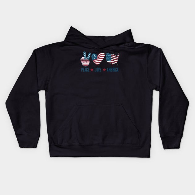 Peace Love America Kids Hoodie by Odetee